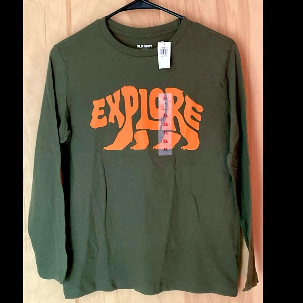 Old Navy Explore Bear Boys Long sleeve T-shirt Tee NWT